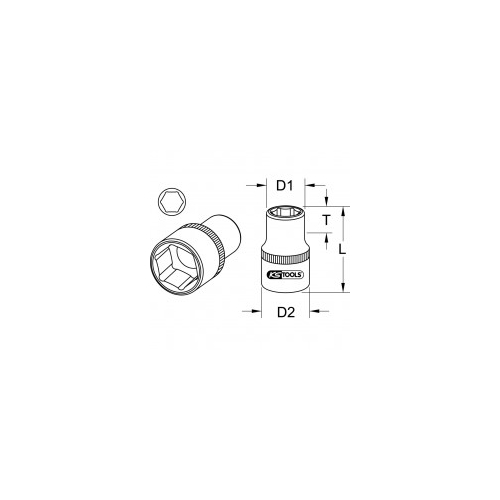 Galvutė 3/8 šešiakampė 13 mm