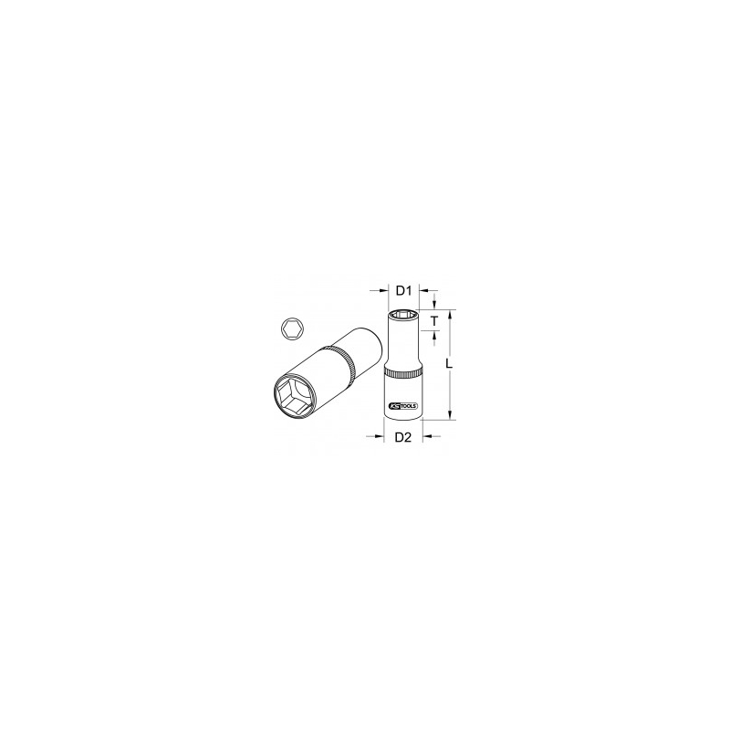 Galvutė1/4 šešiakampė ilga 6 mm